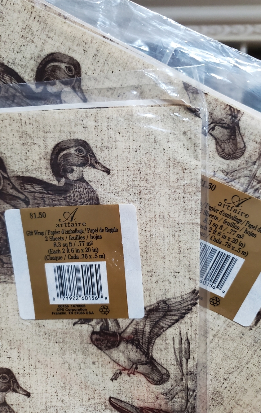 Set of 2 Vintage 90s Rustic Duck Lodge Gift Wrap Packs Cabin Decor Style NOS NIP